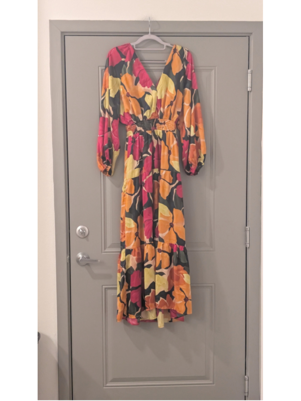 Women's Dress Forum Floral Maxi Dress Size M Orange Pink